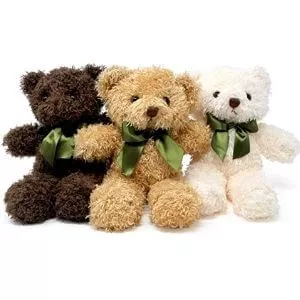 Fluffuns Teddy Bear Plush - Cute Teddy Bears Stuffed Animals in 3 Colors - 3-Pack of Stuffed Bears - 9 Inch Height