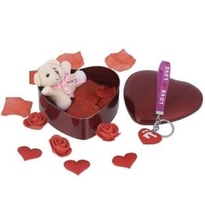 SHOPERIYA® Valentine Beautiful Romantic Unique Gifts With Heart shape I Love You Key-Chain & Cute Teddy bear Gift Box-Valentine Day Gift for...