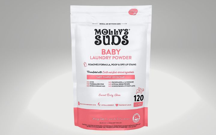 Molly Suds Baby Laundry Detergent Powder - Natural Washing Powder, Earth Derived Powder Detergent, Non-Liquid Washing Detergent, Extra Gentle Detergent for Newborn Clothes - 120 Loads, Sweet Baby Shea

